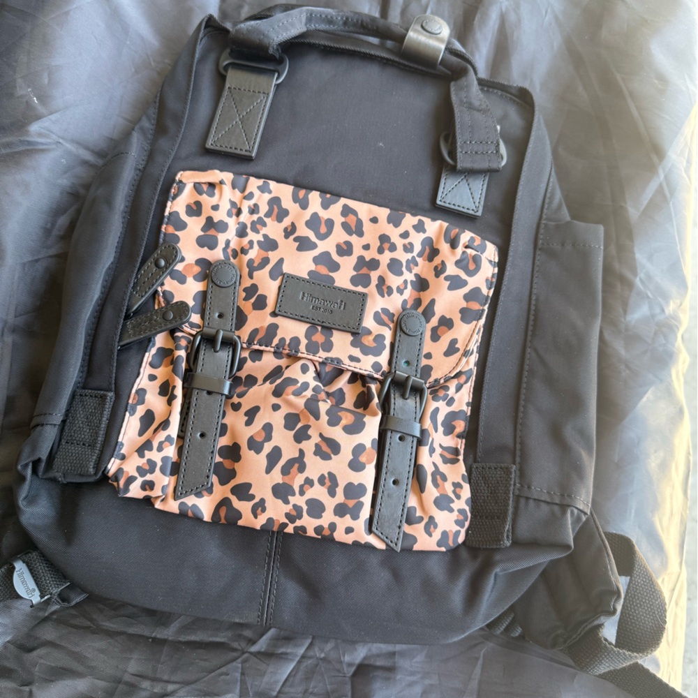 Leopard Print Black Backpack